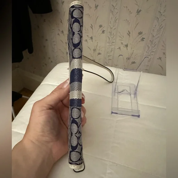 Coach Signature Denim Wristlet with Leather Trim - Picture 5 of 11